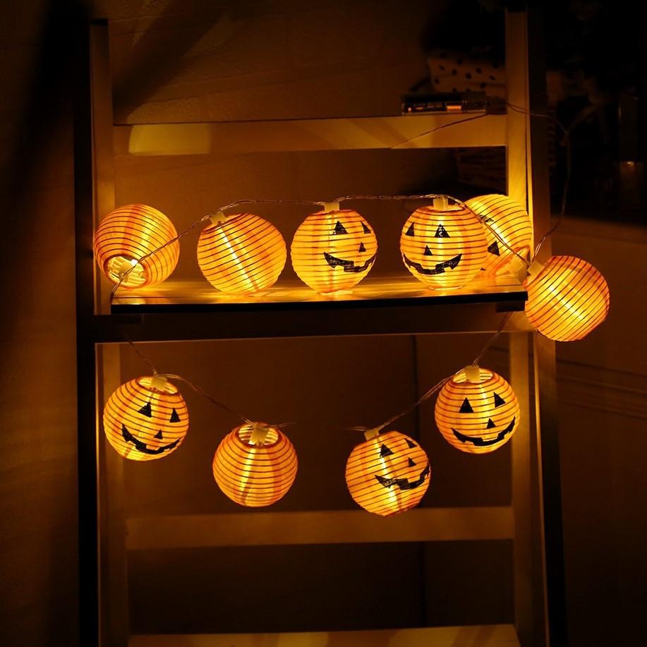 Set of 10 LED 3D Halloween Pumpkin Jack-O-Lanterns