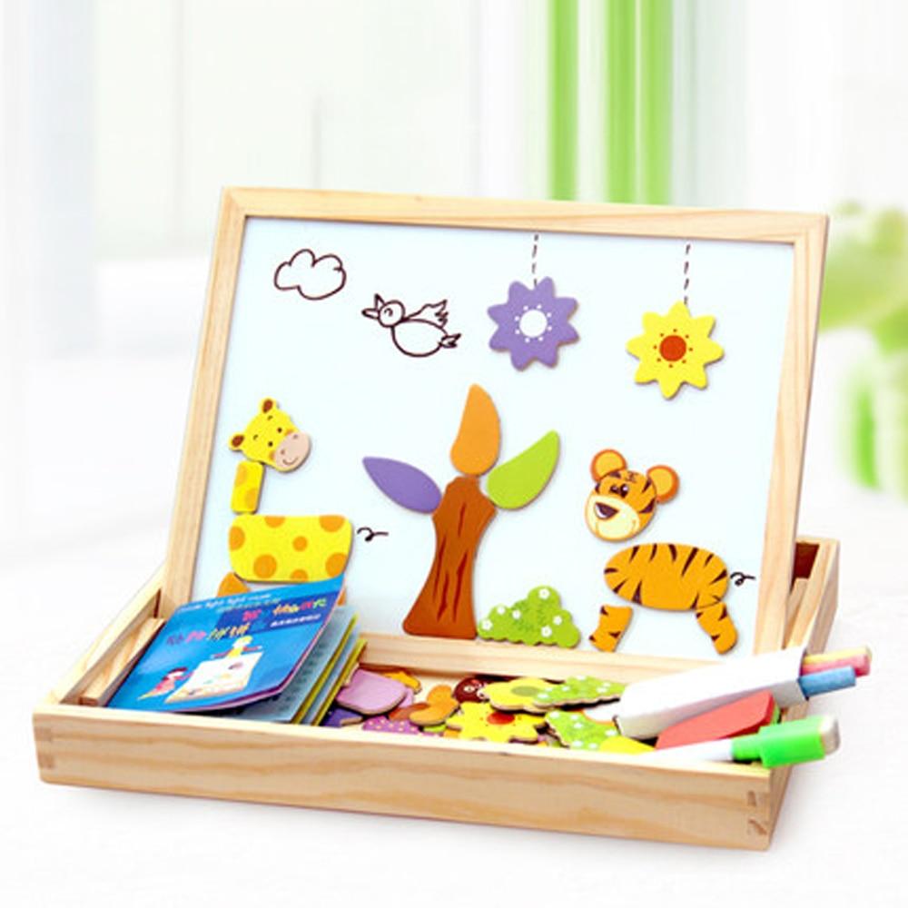 100+Pcs 3D Wooden Magnetic Puzzle Toys For Children