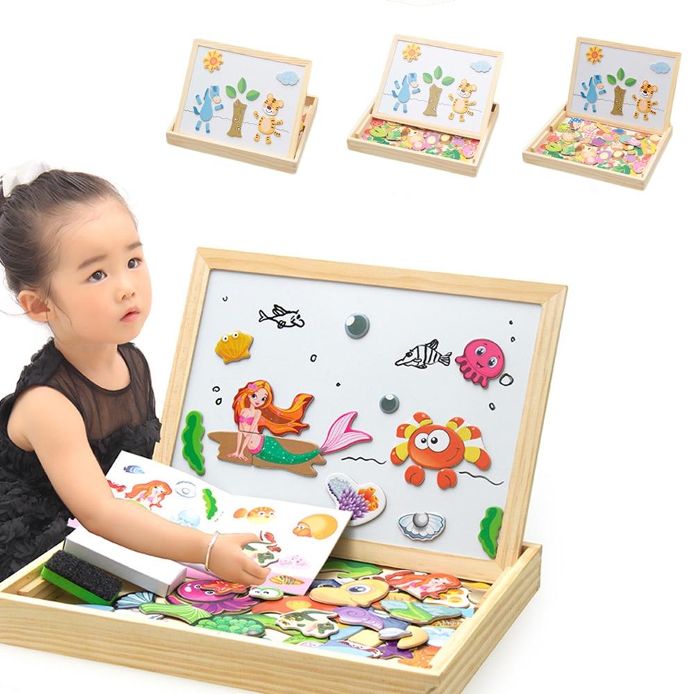 100+Pcs 3D Wooden Magnetic Puzzle Toys For Children