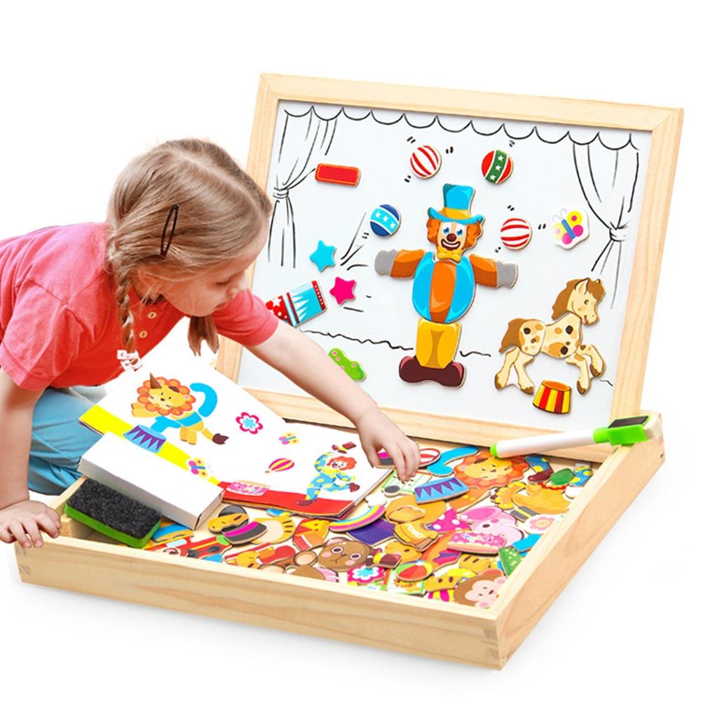 100+Pcs 3D Wooden Magnetic Puzzle Toys For Children