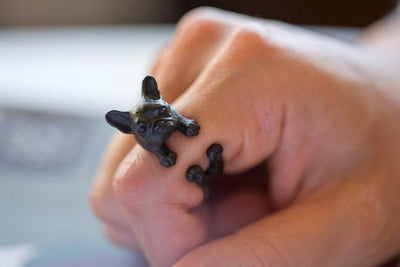 Antique Handmade French Bulldog Ring for Women
