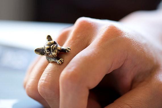 Antique Handmade French Bulldog Ring for Women