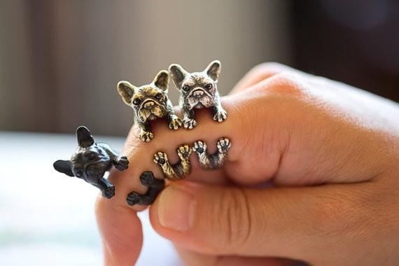 Antique Handmade French Bulldog Ring for Women