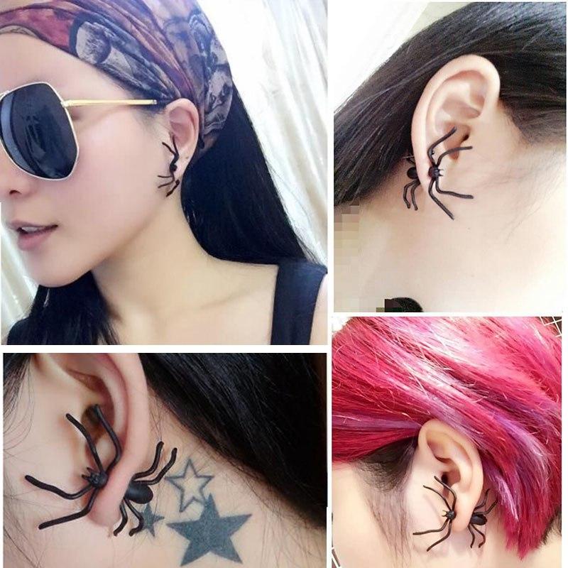 3D Creepy Black Spider Halloween Earring