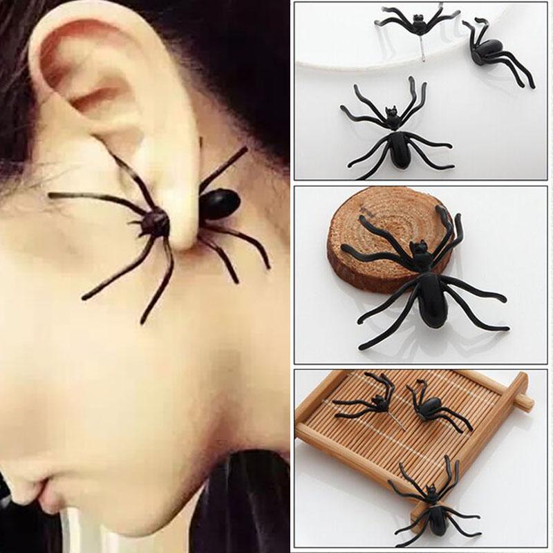 3D Creepy Black Spider Halloween Earring