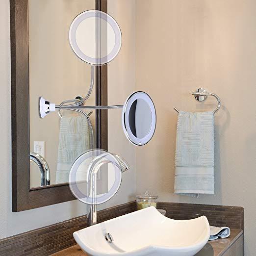 Flexible 10x Magnifying Vanity Mirror With Lights