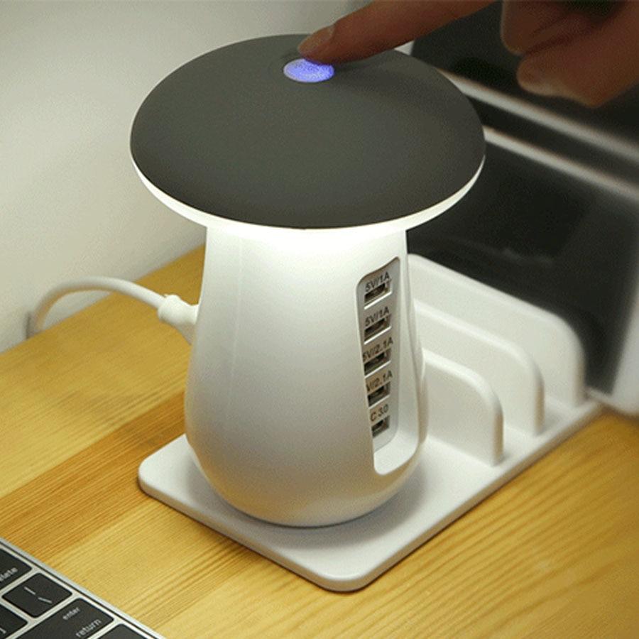 5 Usb Charging Station With Night Light For Reading