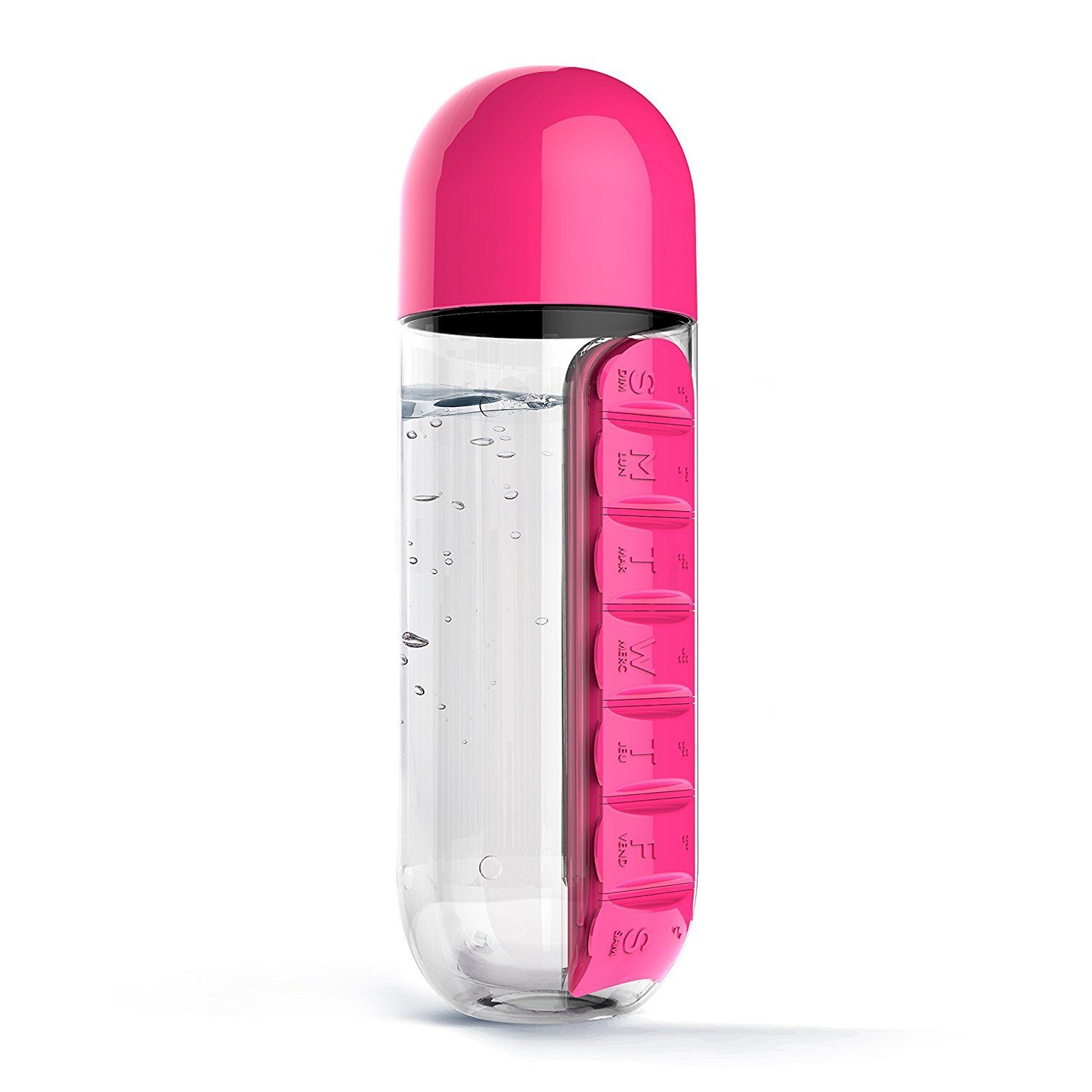 600ml Water Bottle With Daily Pill Box Organizer