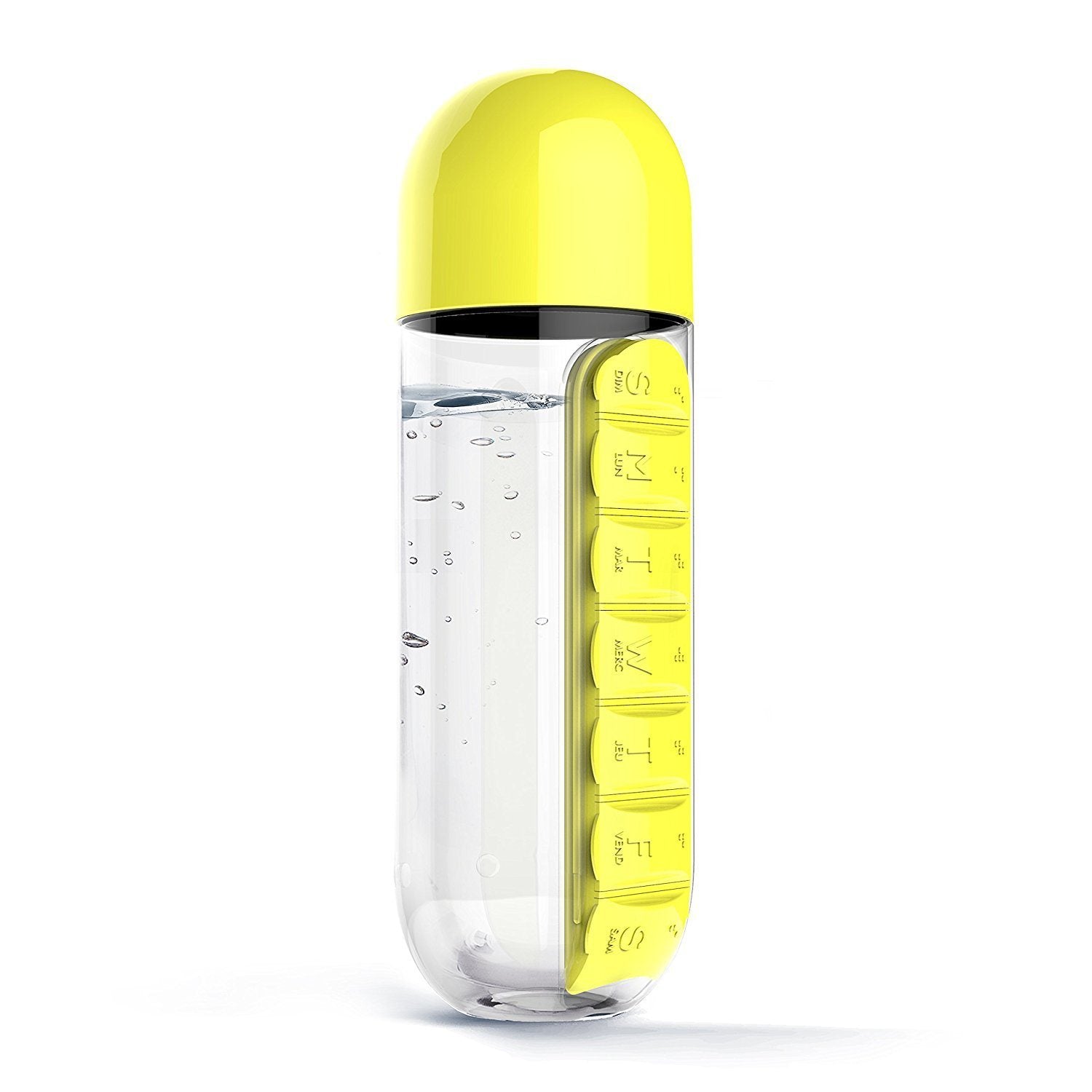 600ml Water Bottle With Daily Pill Box Organizer