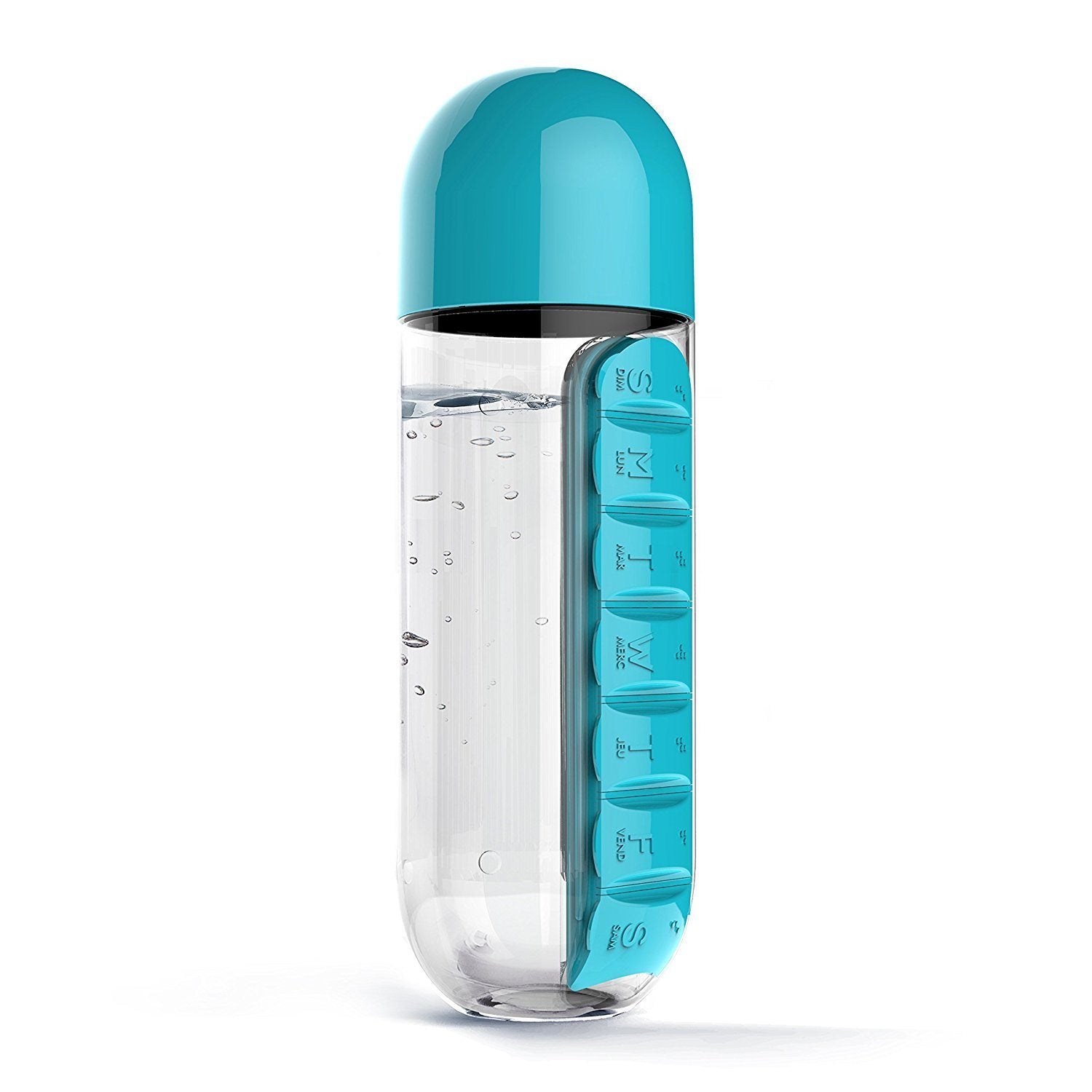 600ml Water Bottle With Daily Pill Box Organizer