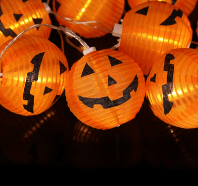 Set of 10 LED 3D Halloween Pumpkin Jack-O-Lanterns