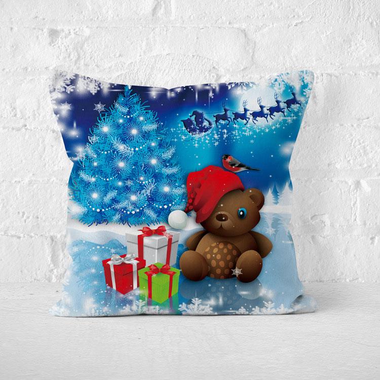 Short Plush Christmas Pillow Cover