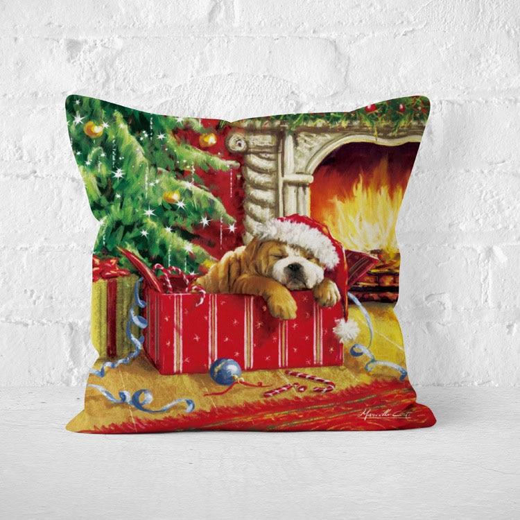 Short Plush Christmas Pillow Cover