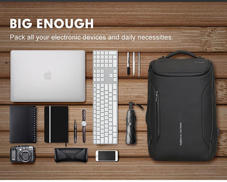Anti-Thief USB Charging Minimalist Travel Backpack for Men