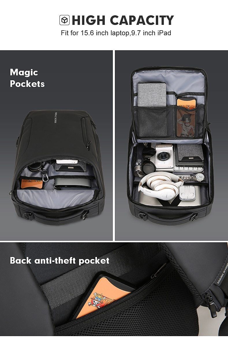 Anti-Thief USB Charging Minimalist Travel Backpack for Men