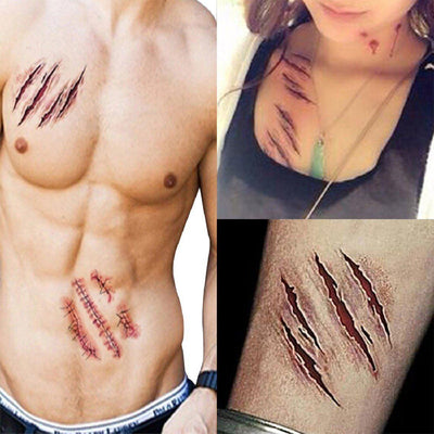 Halloween Zombie Scars Tattoos