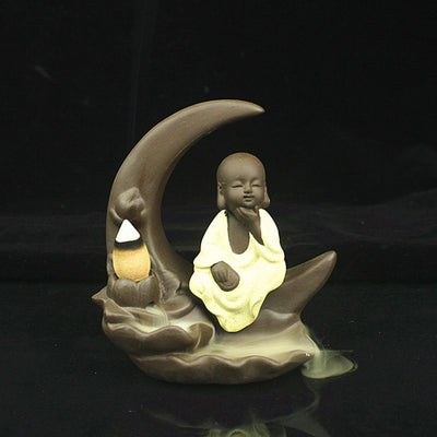 Ceramic Little Monk Backflow Incense Holder