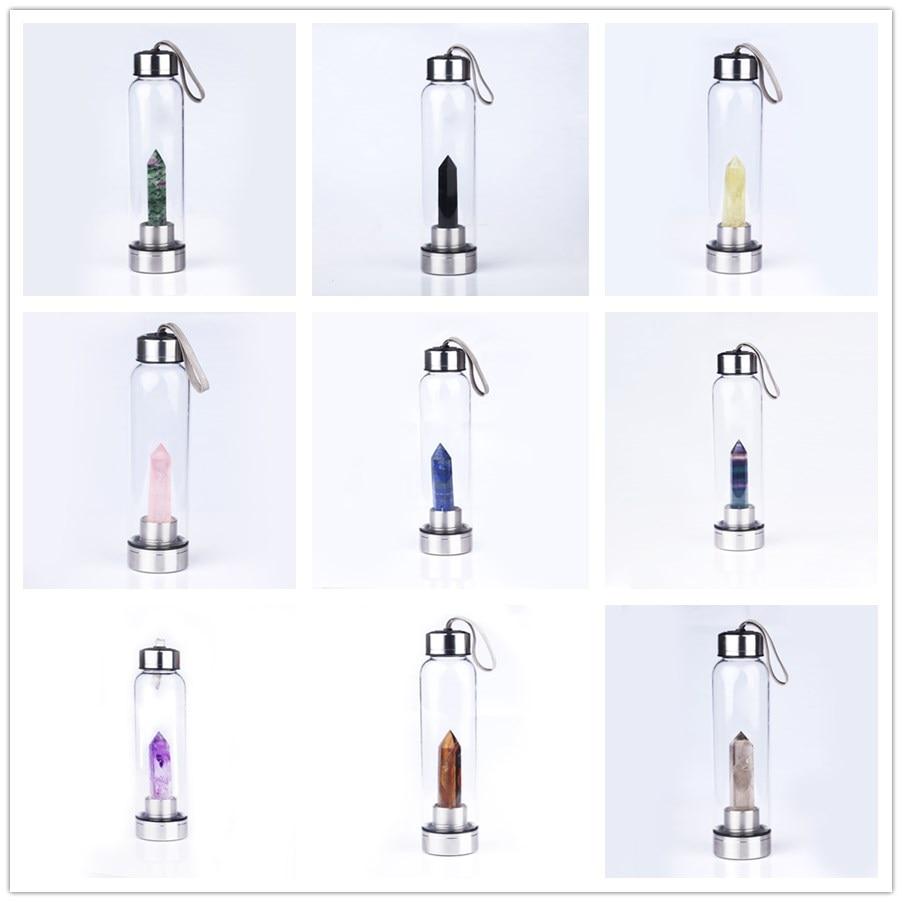 Gem Water Bottle With Natural Healing Crystal Wand