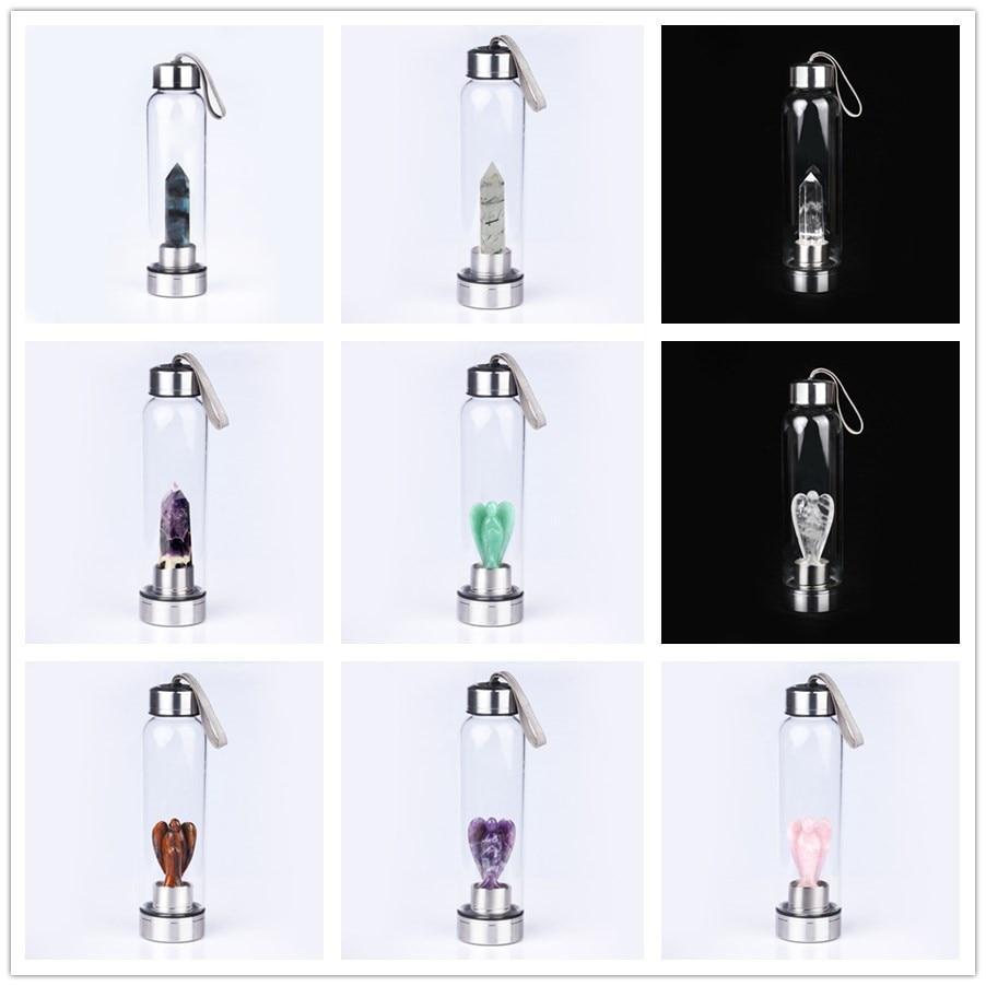 Gem Water Bottle With Natural Healing Crystal Wand