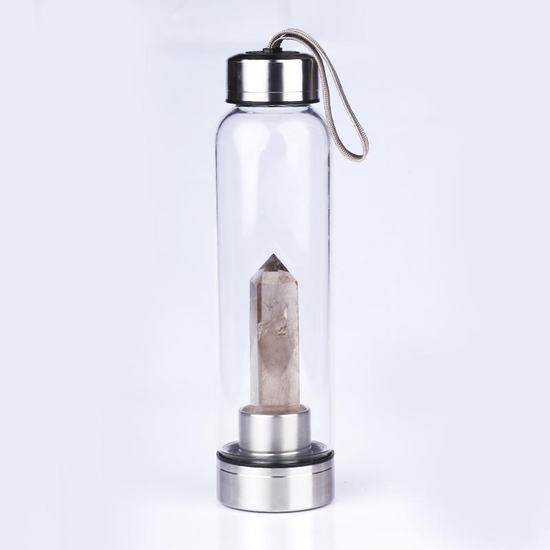 Gem Water Bottle With Natural Healing Crystal Wand