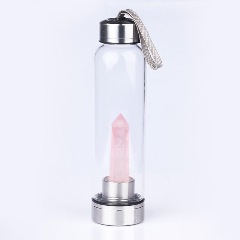 Gem Water Bottle With Natural Healing Crystal Wand