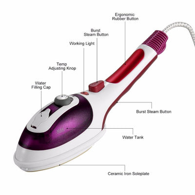 Portable Travel Steam Iron With Cleaning Brush