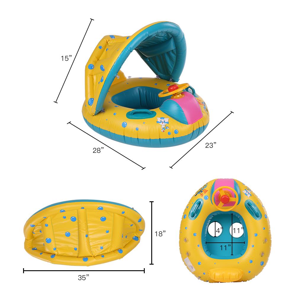 Inflatable Baby Swimming Ring With Adjustable Sunshade