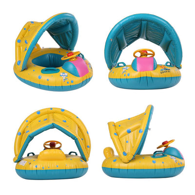 Inflatable Baby Swimming Ring With Adjustable Sunshade