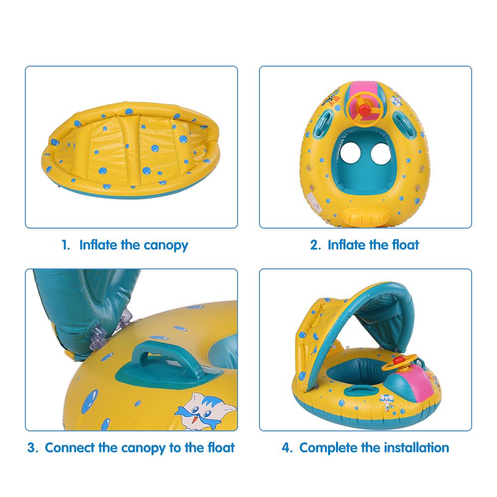 Inflatable Baby Swimming Ring With Adjustable Sunshade