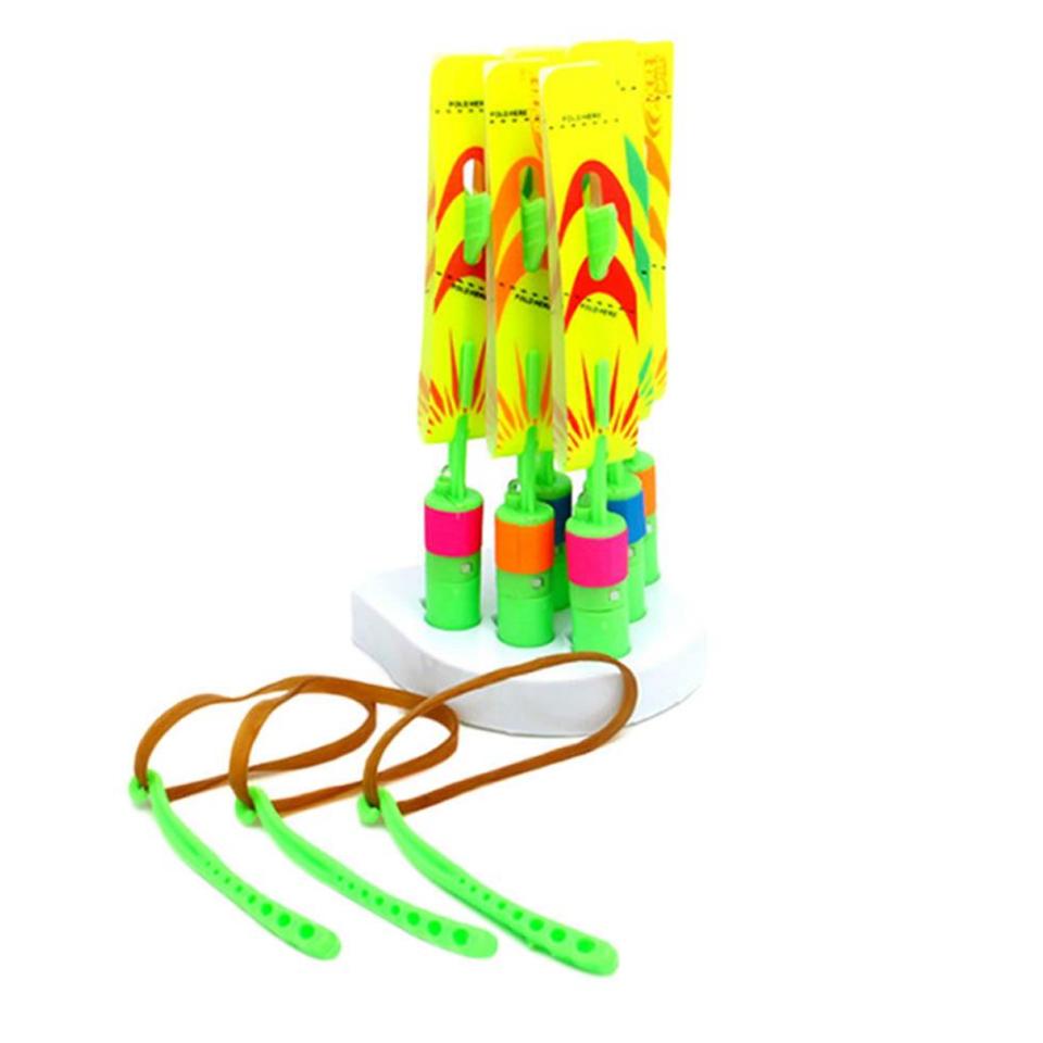 6PCS Original Rocket Copters Bamboo Dragonfly Slingshot LED Outdoor Toys