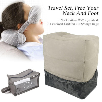 Travel Neck Pillow & Eye Mask With Inflatable Footrest