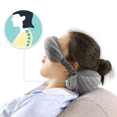 Travel Neck Pillow & Eye Mask With Inflatable Footrest