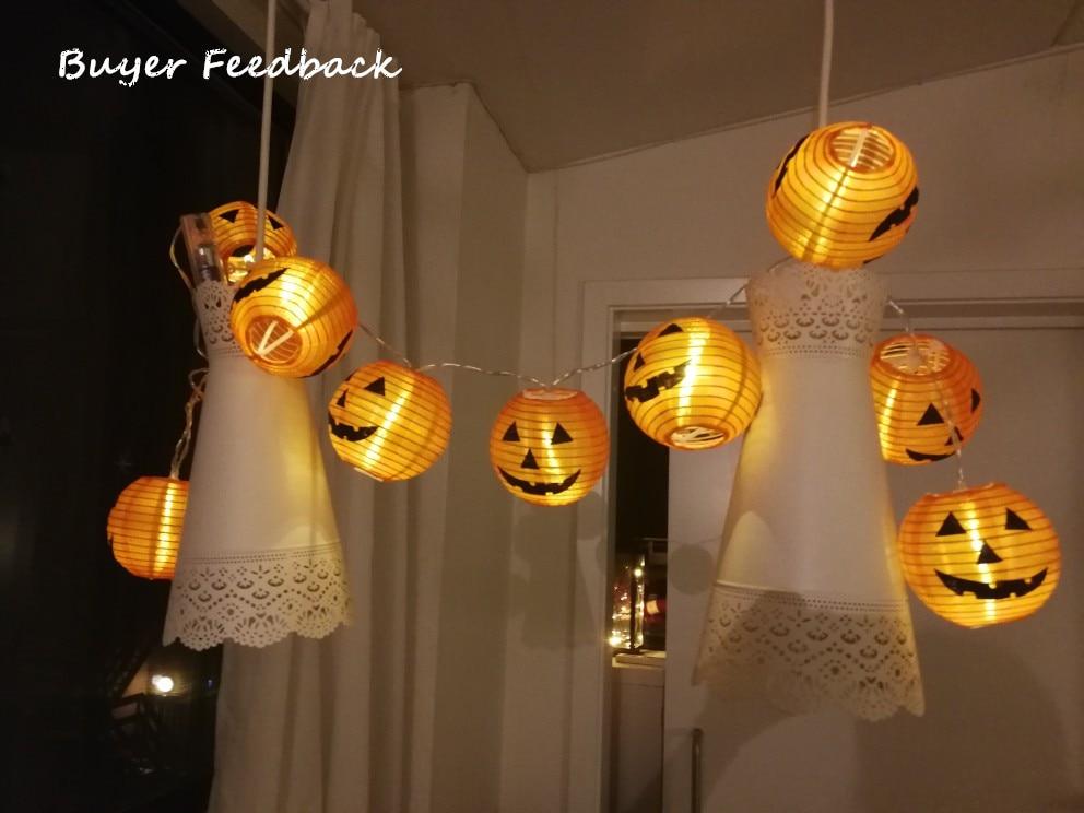 Set of 10 LED 3D Halloween Pumpkin Jack-O-Lanterns