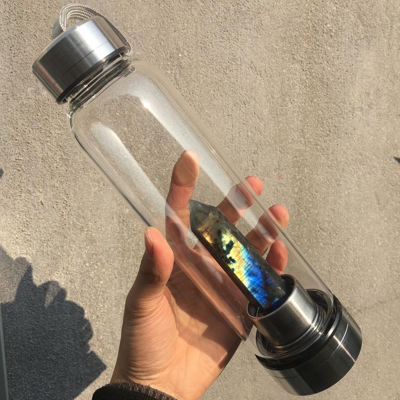 Natural Elixir Labradorite Water Bottle Quartz