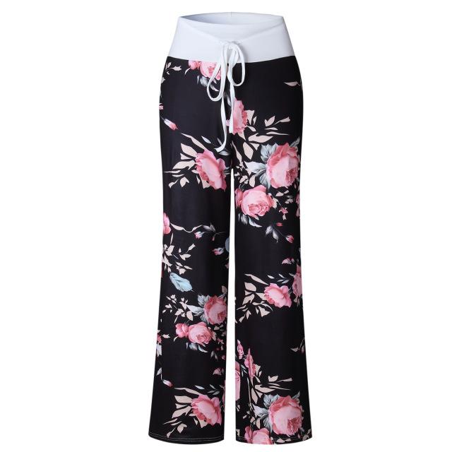 Casual Autumn Print Wide Leg Pants For Women