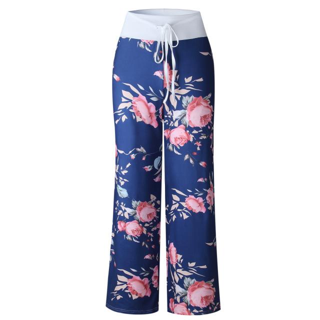 Casual Autumn Print Wide Leg Pants For Women