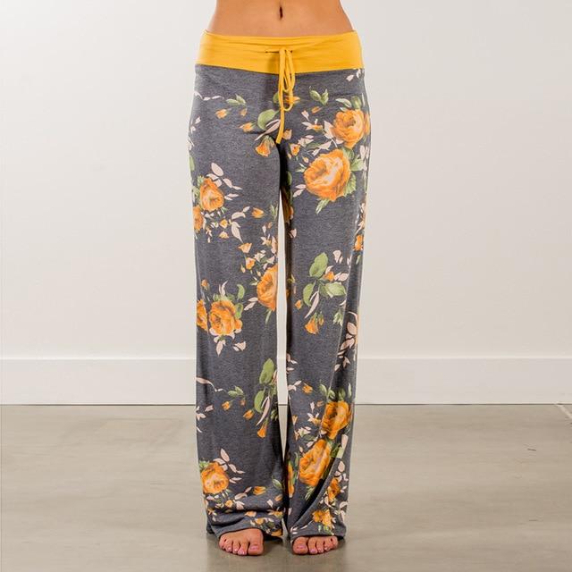 Casual Autumn Print Wide Leg Pants For Women