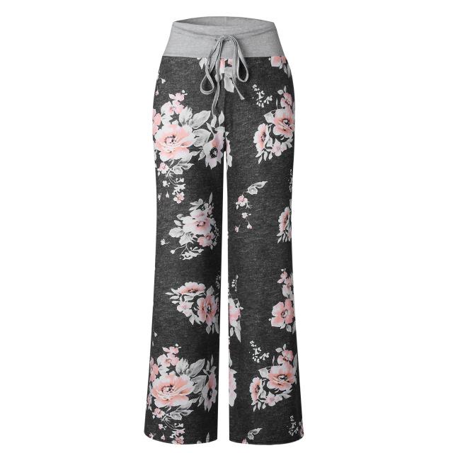 Casual Autumn Print Wide Leg Pants For Women
