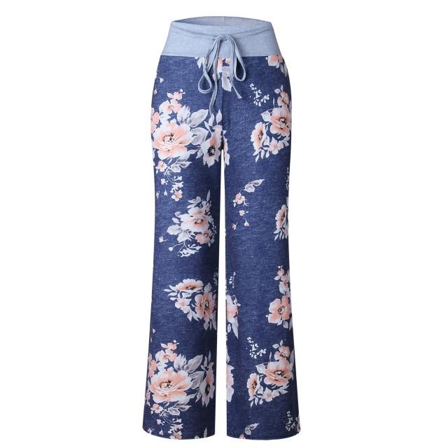 Casual Autumn Print Wide Leg Pants For Women