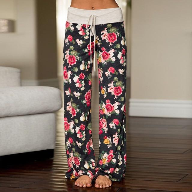 Casual Autumn Print Wide Leg Pants For Women