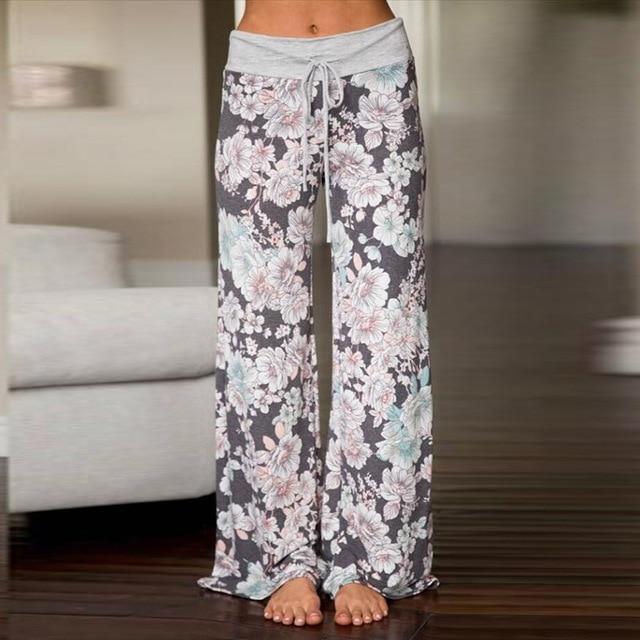 Casual Autumn Print Wide Leg Pants For Women