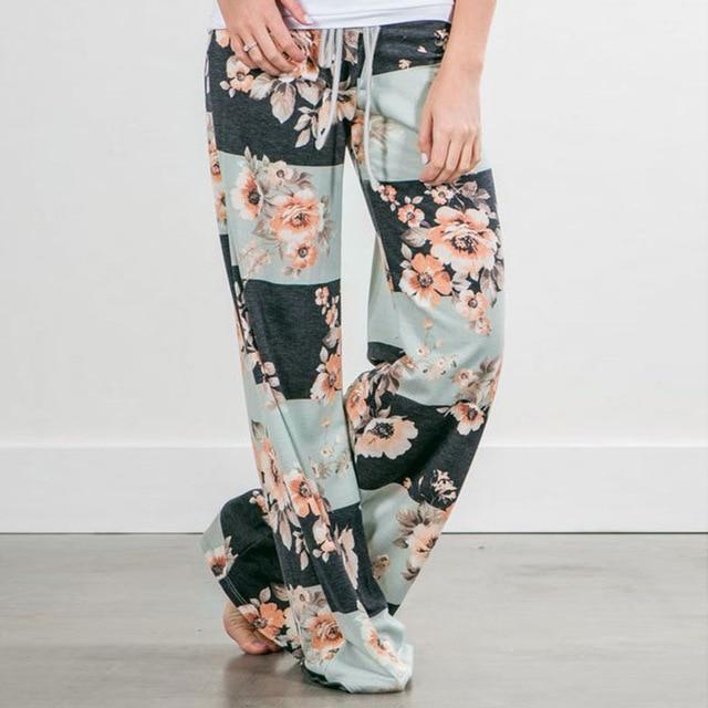 Casual Autumn Print Wide Leg Pants For Women