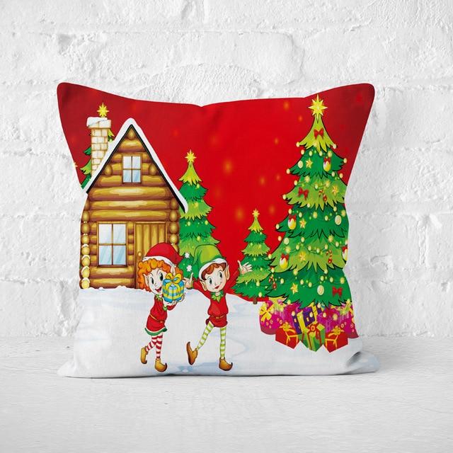 Short Plush Christmas Pillow Cover