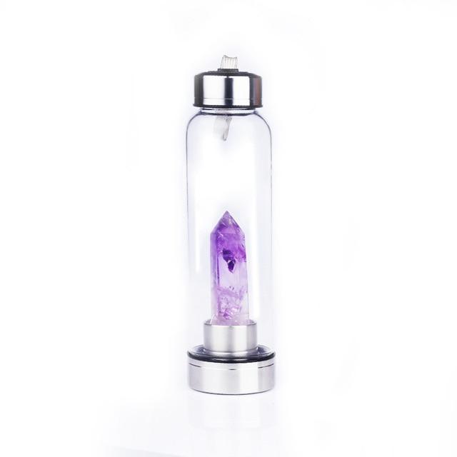 Gem Water Bottle With Natural Healing Crystal Wand