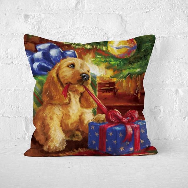 Short Plush Christmas Pillow Cover