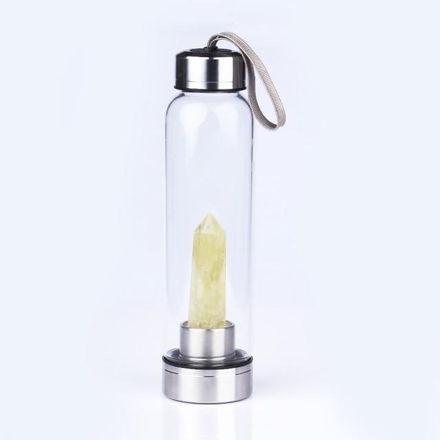 Gem Water Bottle With Natural Healing Crystal Wand