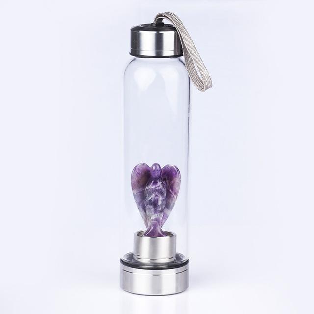 Gem Water Bottle With Natural Healing Crystal Wand