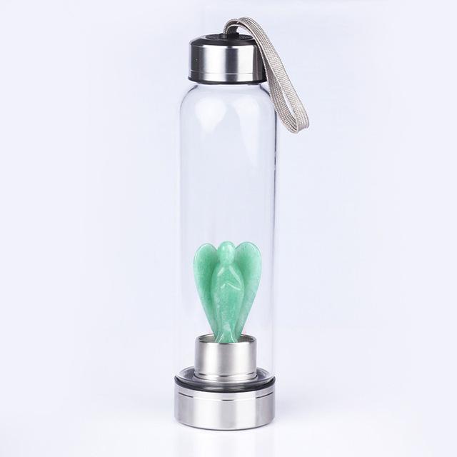 Gem Water Bottle With Natural Healing Crystal Wand