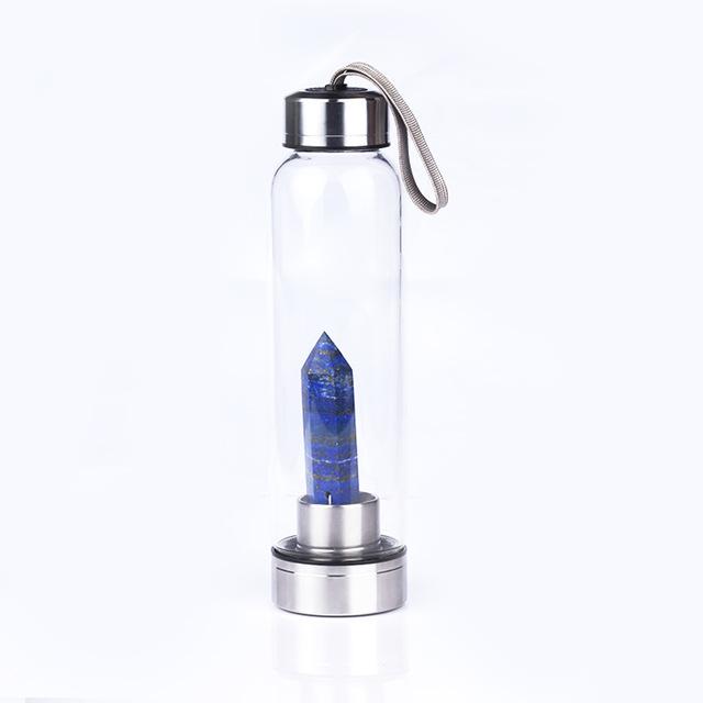 Gem Water Bottle With Natural Healing Crystal Wand