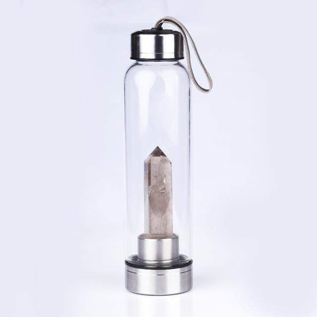 Gem Water Bottle With Natural Healing Crystal Wand